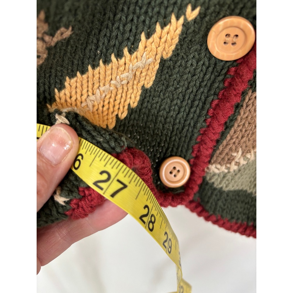 Christopher & Banks Green Hand Embroidered Fall Leaf Cardigan Sweater Medium - Picture 10 of 11